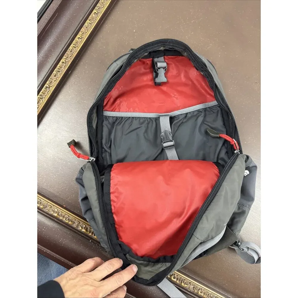 Vintage The North Face Borealis Backpack Gray Orange 2000s Y2K Hiking School